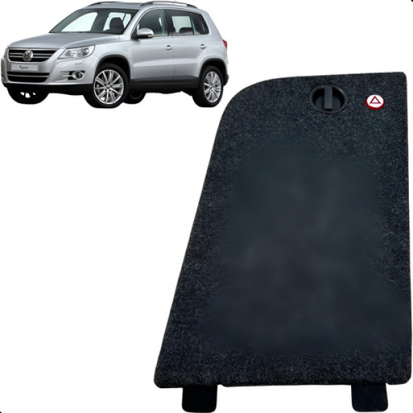 Tampa Interna Porta Mala Lado Esquerdo Tiguan  2010 A 2014 Preto Geométrico