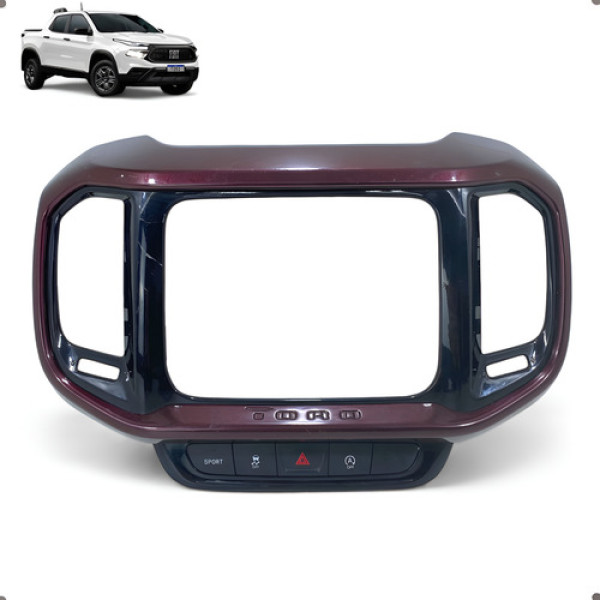 Moldura Multimídia Fiat Toro 2017 2018 2019 2020 2021 Preto