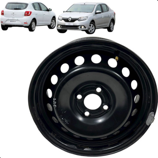 Roda Ferro Avulsa Aro 15 Renault Logan Sandero 2015 A 2019 Preto