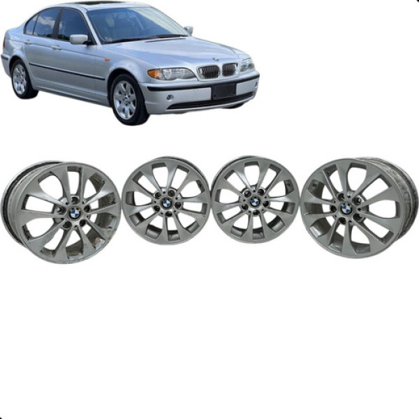 Jogo De Roda Aro 17 Bmw 320i E46 2000 A 2003 Furacão 5x120 Prateado