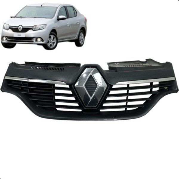 Grade Dianteira Renault Logan 1.6 2015 A 2017 Preta Fosco