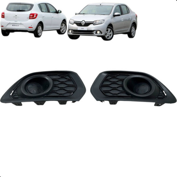 Moldura Farol Milha Sandero Logan 1.6 2015 A 2017 Par  Preto Ambos Lados