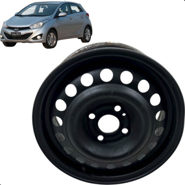 Roda De Ferro Avulsa Aro 14 Hyundai Hb20 1.0 2013 A 2019 Preto