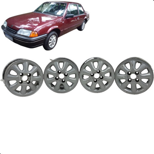 Jogo De Roda Aro 13 Chevrolet Monza 1992 Prateado