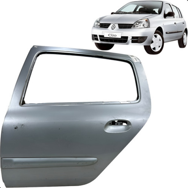Porta Traseira Esquerda Clio  2000 A 2012 C4411 Traseira Esquerdo Prateado