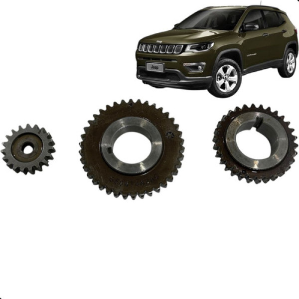 Kit Polia Engrenagem Motor Jeep Compass 2.0 Flex 2018 A 2022 Dourado