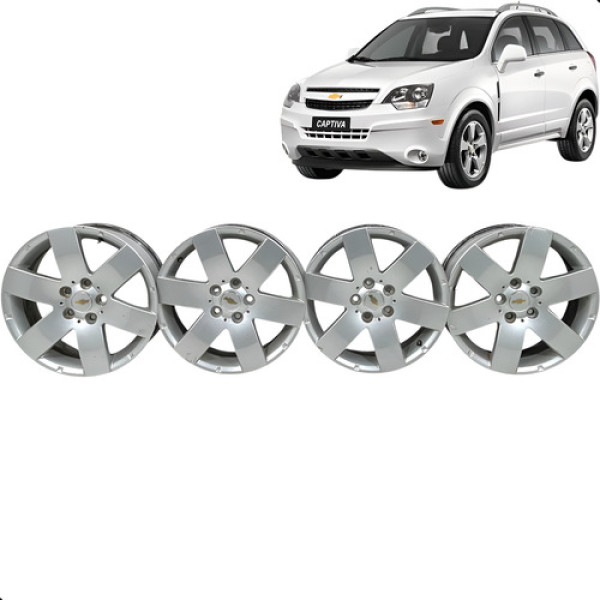 Jogo Roda Aro 17 Chevrolet Captiva 2010 2011 2013 5x115 Cinza