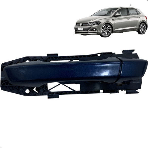 Maçaneta Traseira Esquerda Polo 2018 2019 2020 2021 Original Preto Traseira