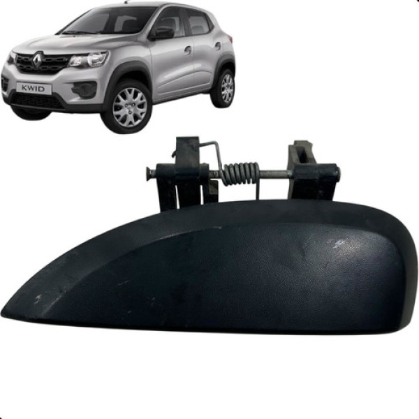 Maçaneta Extrna Diateira Esquerda Renault Kwid 1.0 2017 2020 Preto Dianteira