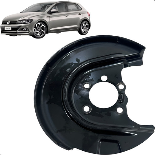 Espelho Disco Freio Traseiro Esquerdo Polo Tsi 2018 A 2021 Preto