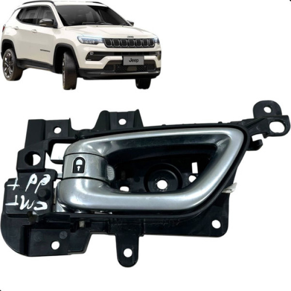 Maçaneta Porta Dianteira Esquerda Compass 2022 2023 2024 Preto/prata Dianteira