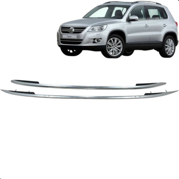 Par Rack Teto Cromado Volkswagen Tiguan Tsi 2010 Á 2013 2014 Prata