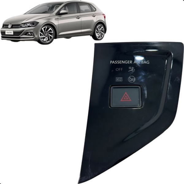 Botão Pisca Alerta Black Piano Polo 1.0 Tsi 2018 A 2021 - Preto