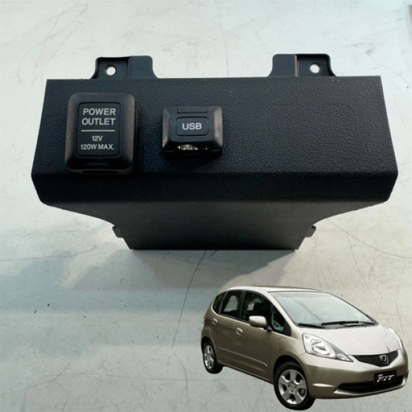 Moldura Plug Usb 12v Honda Fit 1.5 2009 A 2014 Preto