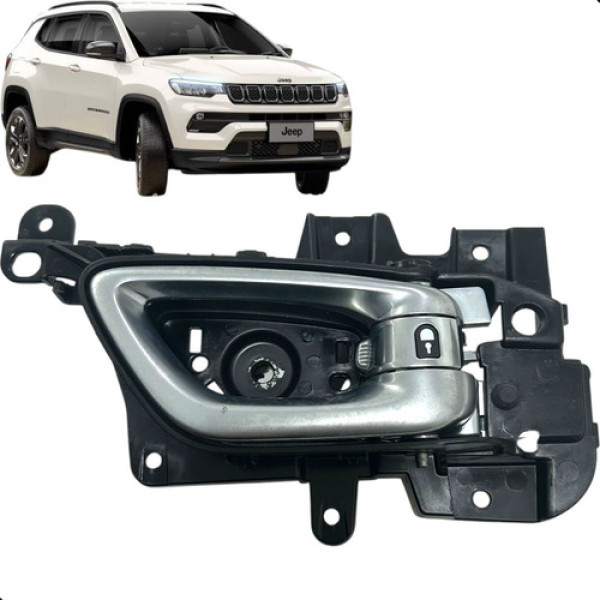 Maçaneta Porta Dianteiro Direito Jeep Compass 2022 2023 2024 Preto Dianteira