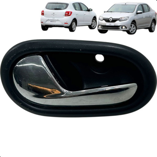 Maçaneta Puxador Interno Sandero Logan 1.6 2015 A 2017 Preto Dianteira/traseira