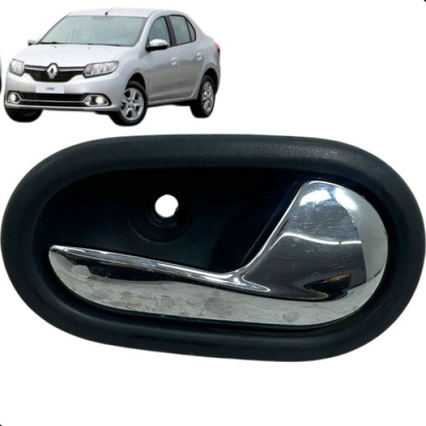 Maçaneta Interna Traseira Direita Renault Logan 2015 A 2017 Preta Traseira